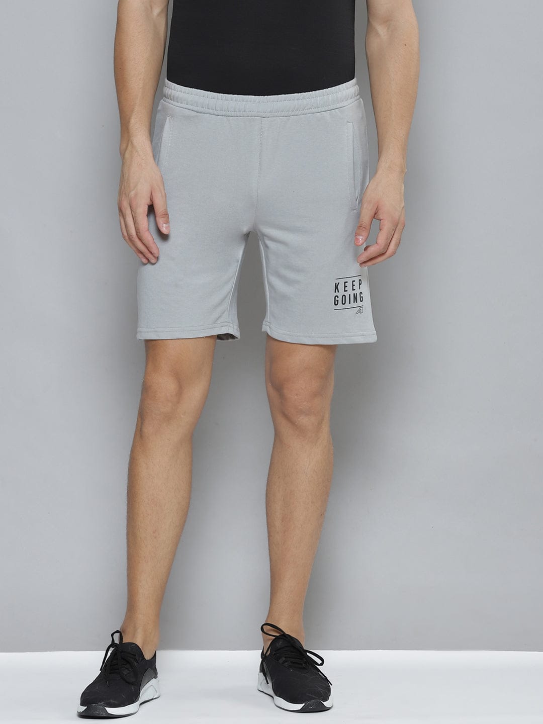 Alcis Men Grey Printed Slim Fit Training or Gym Sports Shorts