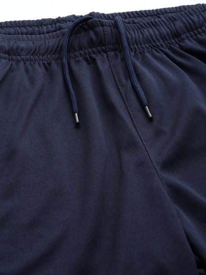 Alcis Men Navy Blue Solid Slim Fit Running Sports Shorts