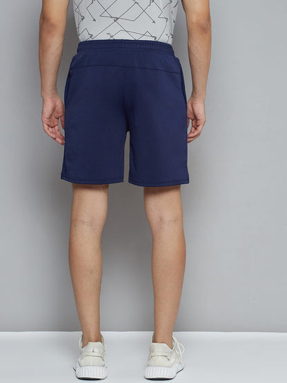 Alcis Men Navy Blue Solid Slim Fit Sports Shorts