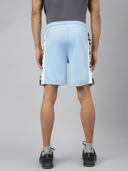 Alcis Men Powder Blue Graphic Print Soft-Touch Slim-Fit Athleisure Shorts