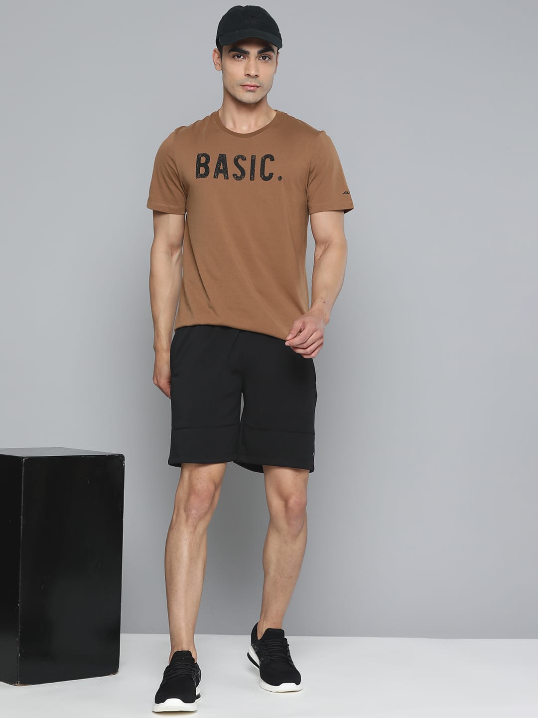 Alcis Men Black Slim Fit Drytech+ Yoga Sports Shorts