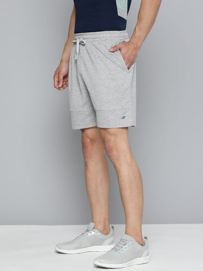 Alcis Men Grey Melange Slim Fit Drytech+ Yoga Sports Shorts