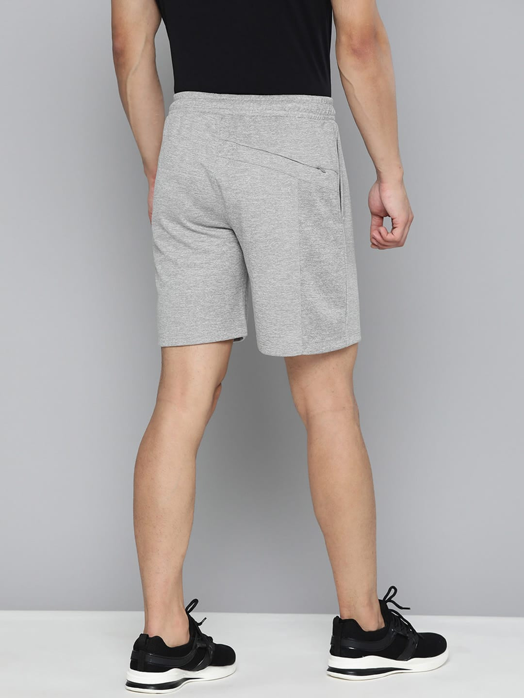 Alcis Men Grey Melange Slim Fit Yoga Sports Shorts