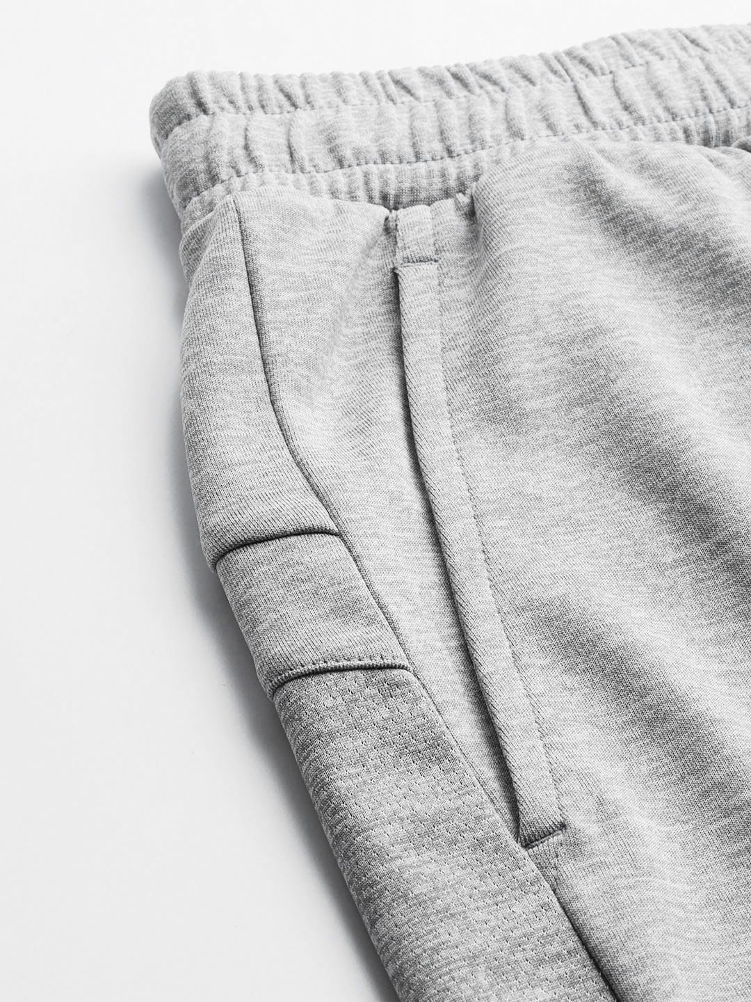Alcis Men Grey Melange Slim Fit Yoga Sports Shorts
