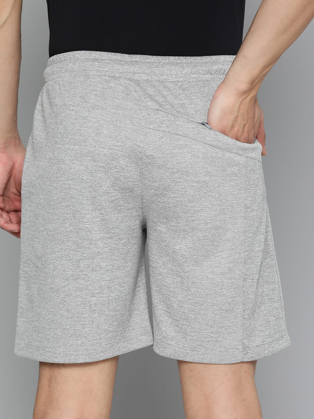 Alcis Men Grey Melange Slim Fit Yoga Sports Shorts