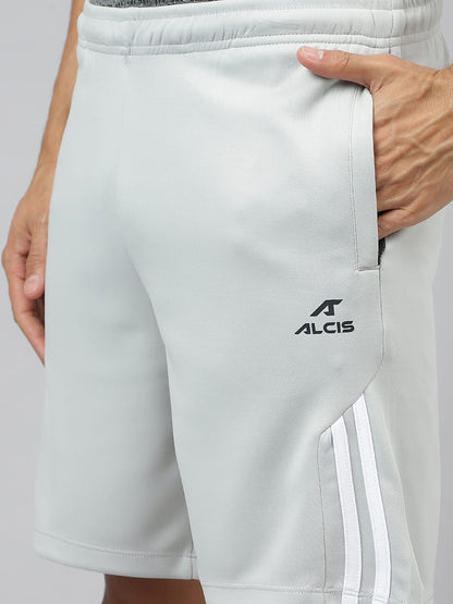 Alcis Men Light Grey Anti-Static Slim-Fit Training Shorts