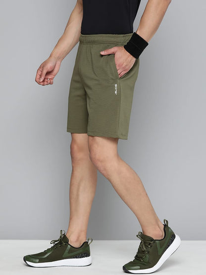 Alcis Men Olive Green Slim Fit Drytech+ Training or Gym Sports Shorts