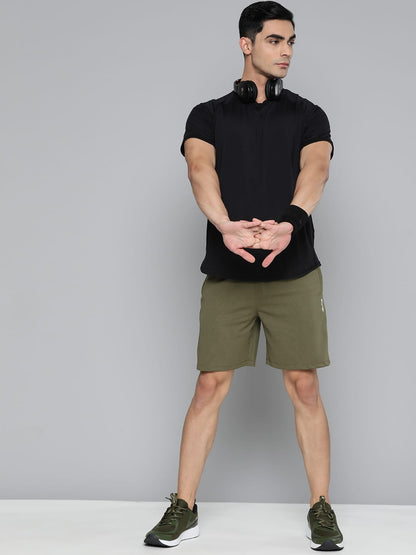Alcis Men Olive Green Slim Fit Drytech+ Training or Gym Sports Shorts