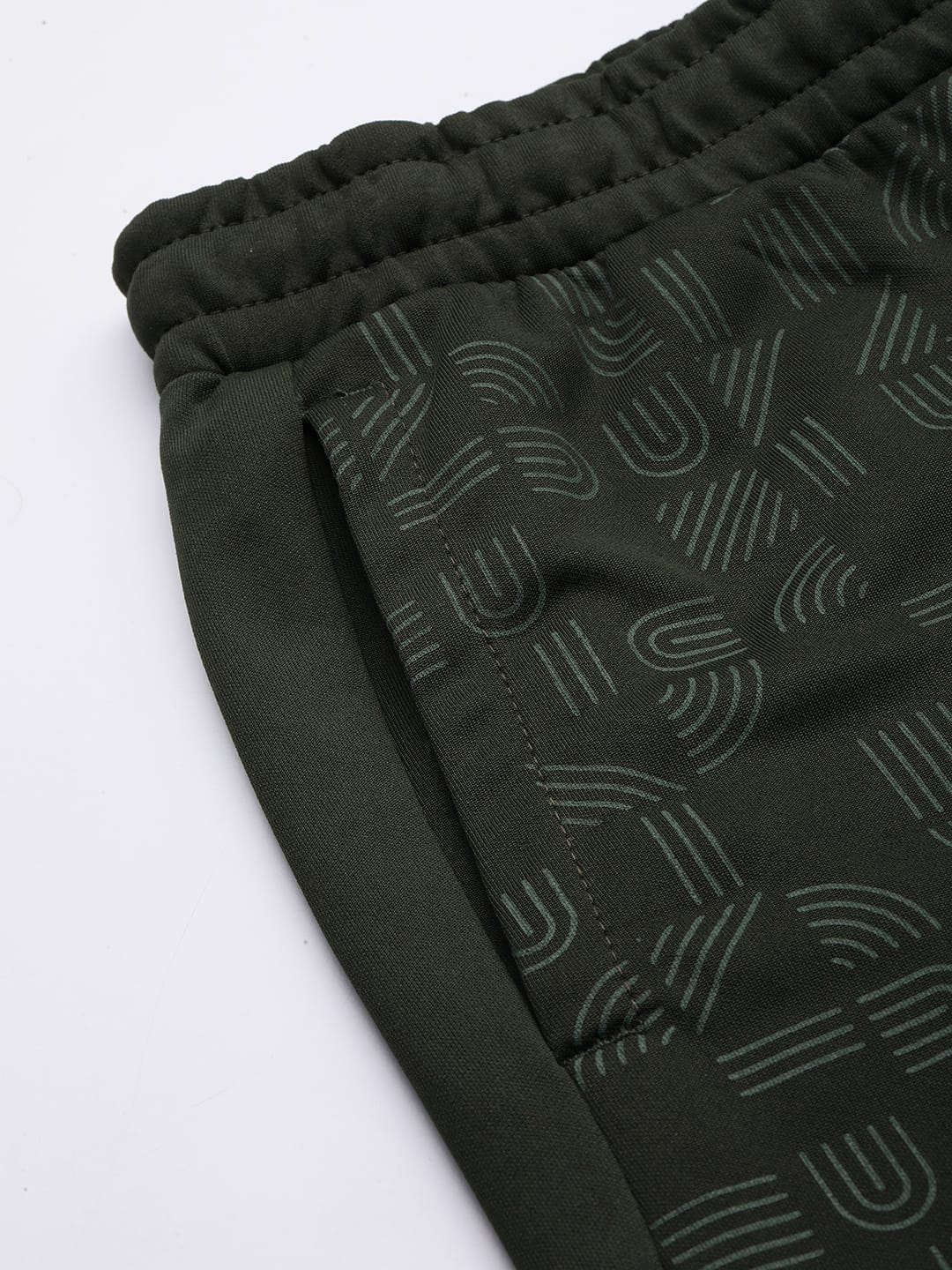 Alcis Men Olive Green Printed Slim Fit Training or Gym Sports Shorts