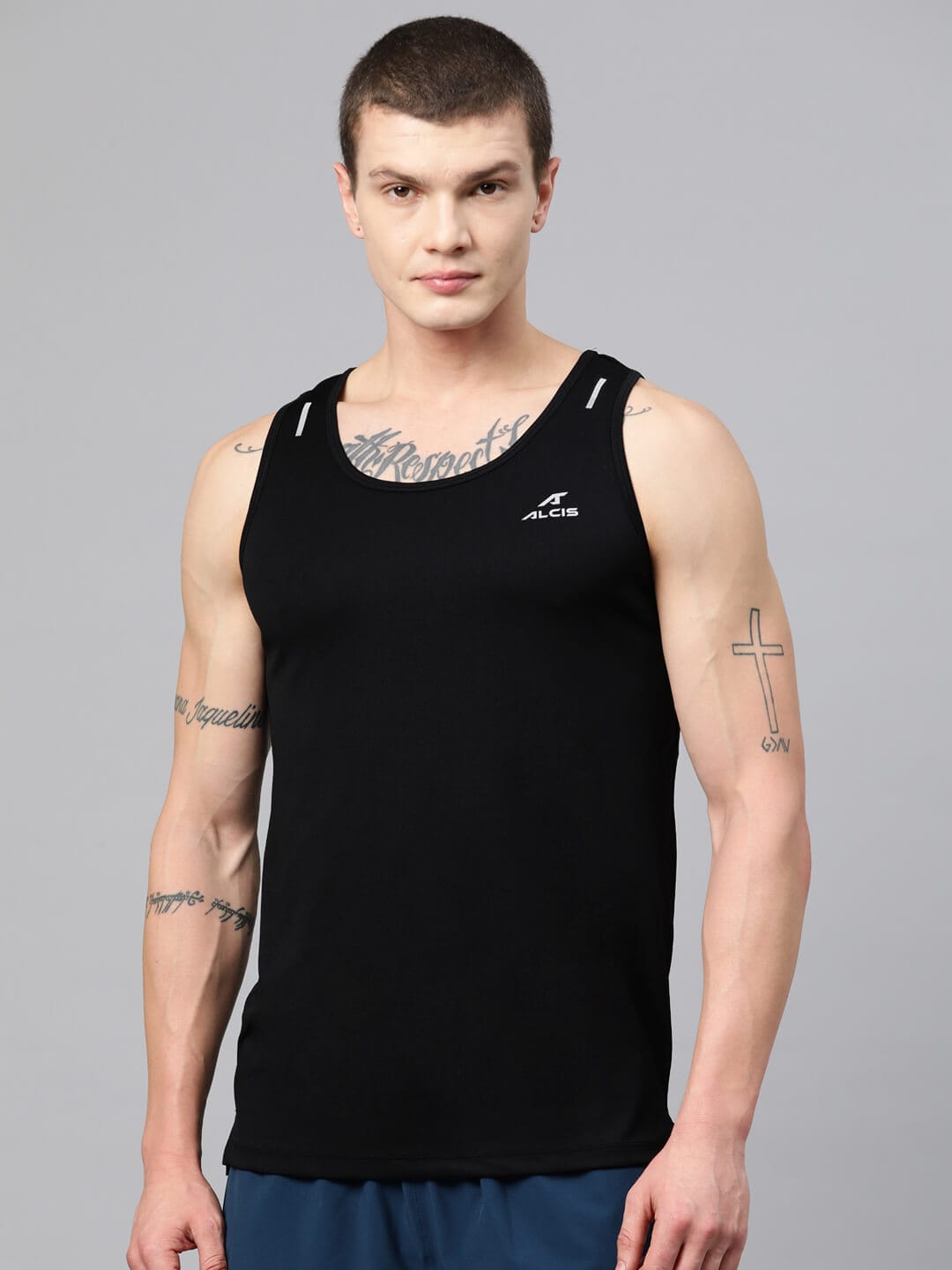 Alcis Men Brand Logo Printed Anti Static Slim Fit T-shirt