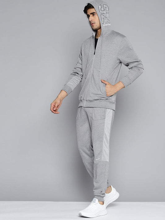 Alcis Men Grey Melange Solid Tracksuit