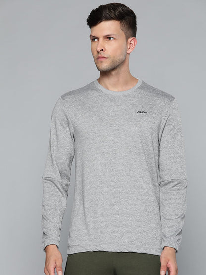 Alcis Men Grey Melange Solid Sweatshirt