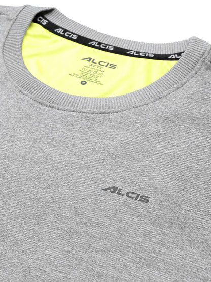 Alcis Men Grey Melange Solid Sweatshirt