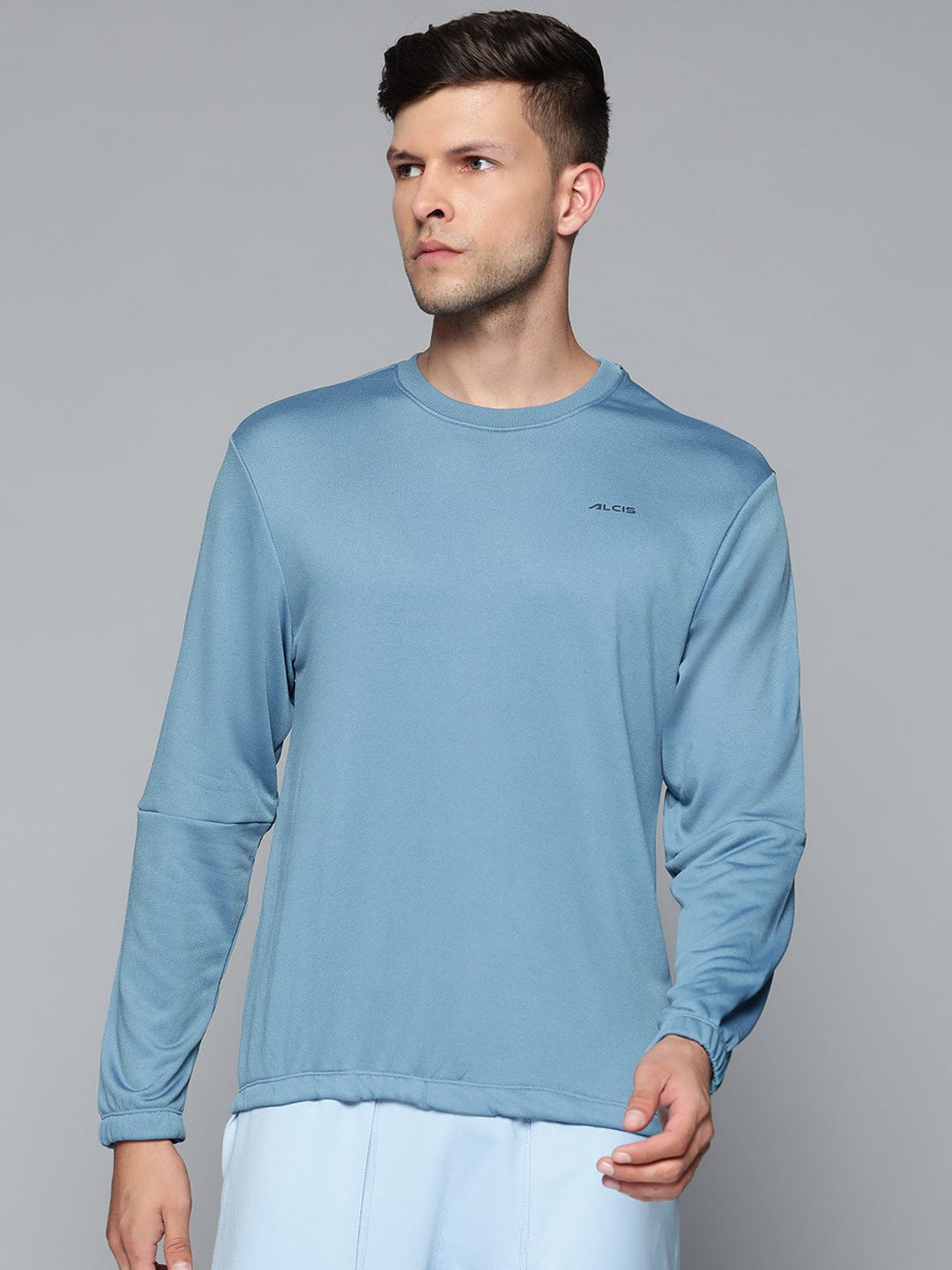 Alcis Men Blue Solid Sweatshirt