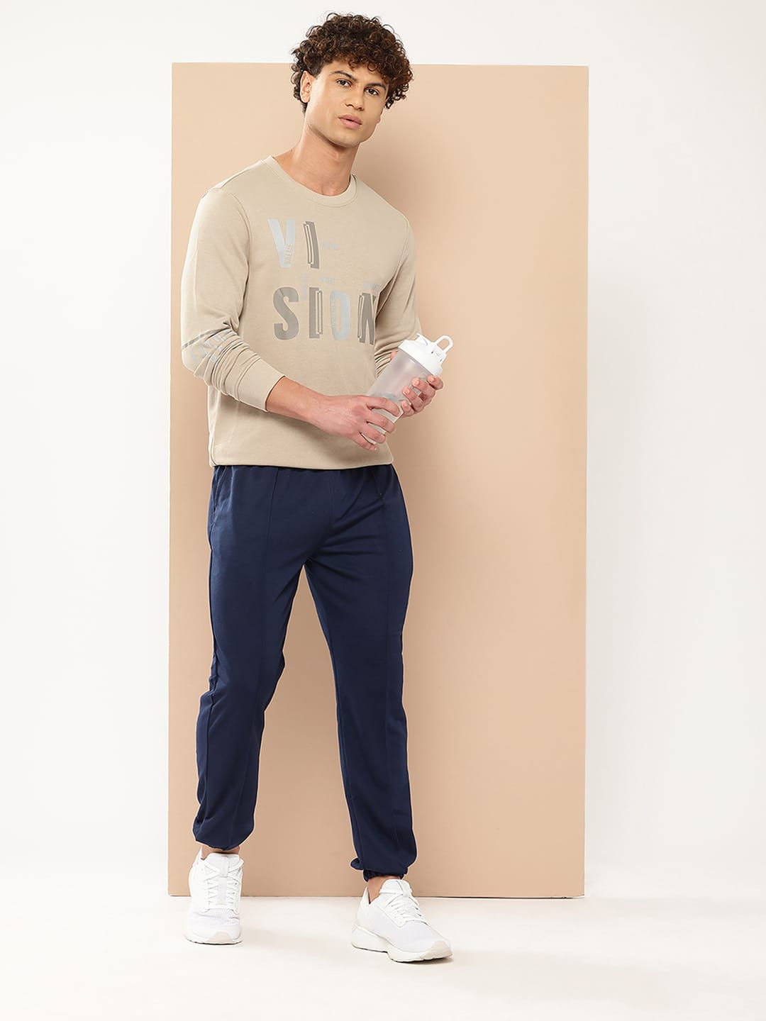 Alcis Men Cream-Coloured Printed Sweatshirt