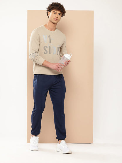 Alcis Men Cream-Coloured Printed Sweatshirt