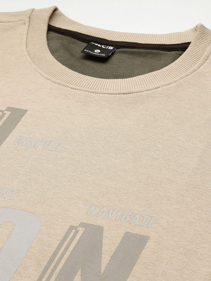 Alcis Men Cream-Coloured Printed Sweatshirt