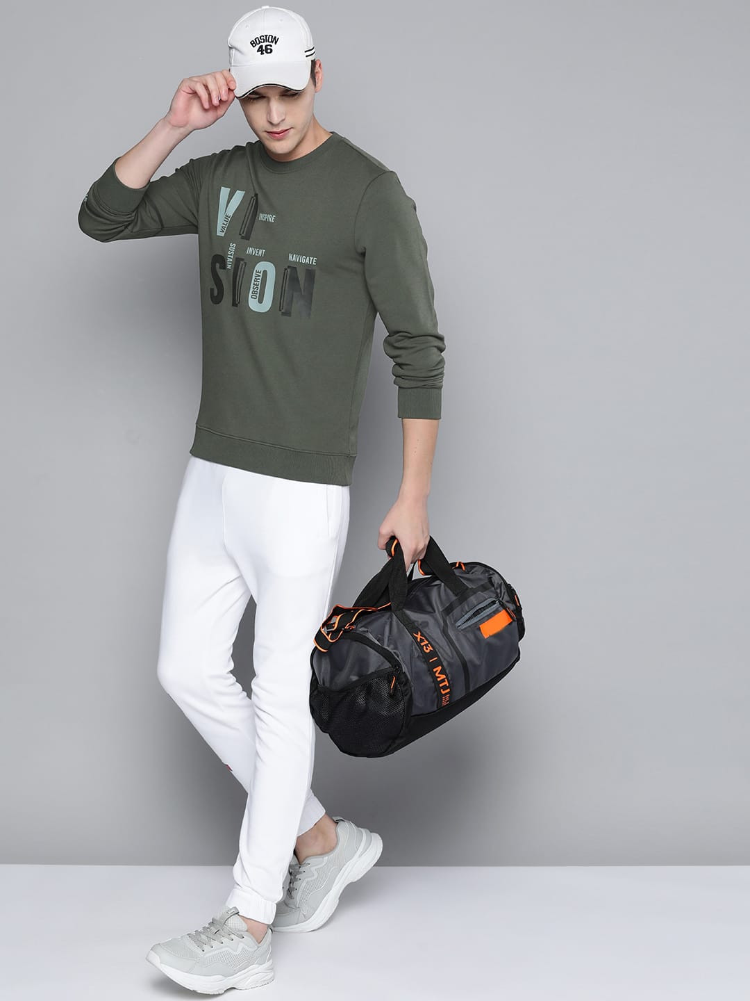 Alcis Men Olive Green Printed Sweatshirt