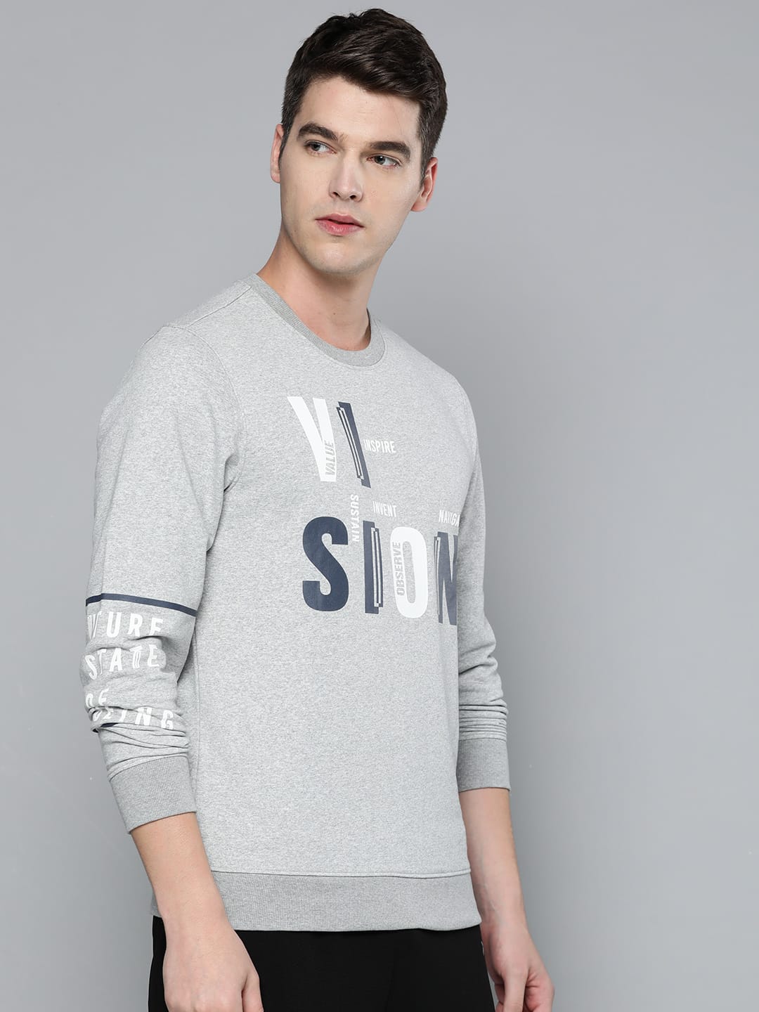 Alcis Men Grey Printed Sweatshirt
