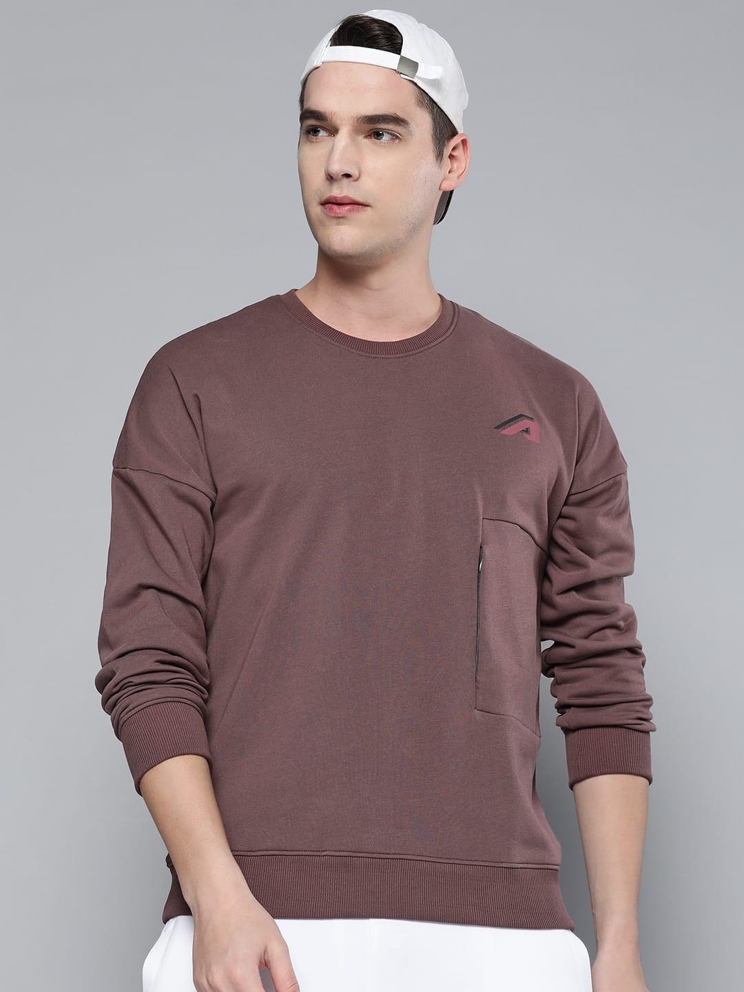 Alcis Men Mauve Solid Sweatshirt