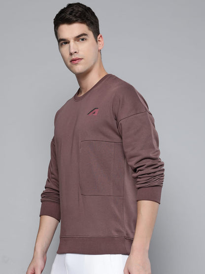 Alcis Men Mauve Solid Sweatshirt