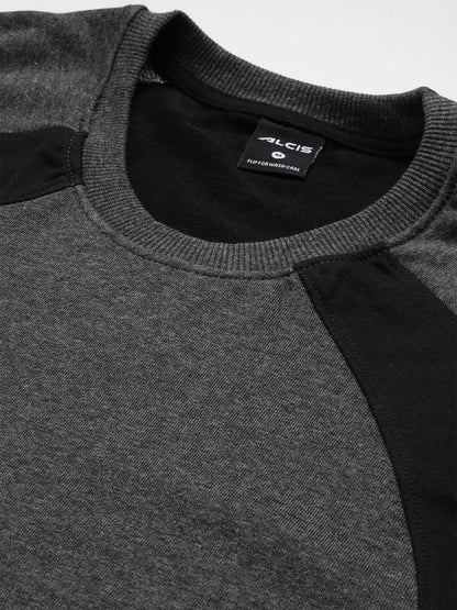 Alcis Men Charcoal Grey Printed Sweatshirt