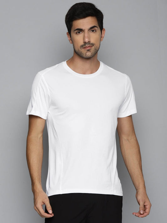 ALCIS Men White Slim Fit Running T-shirt