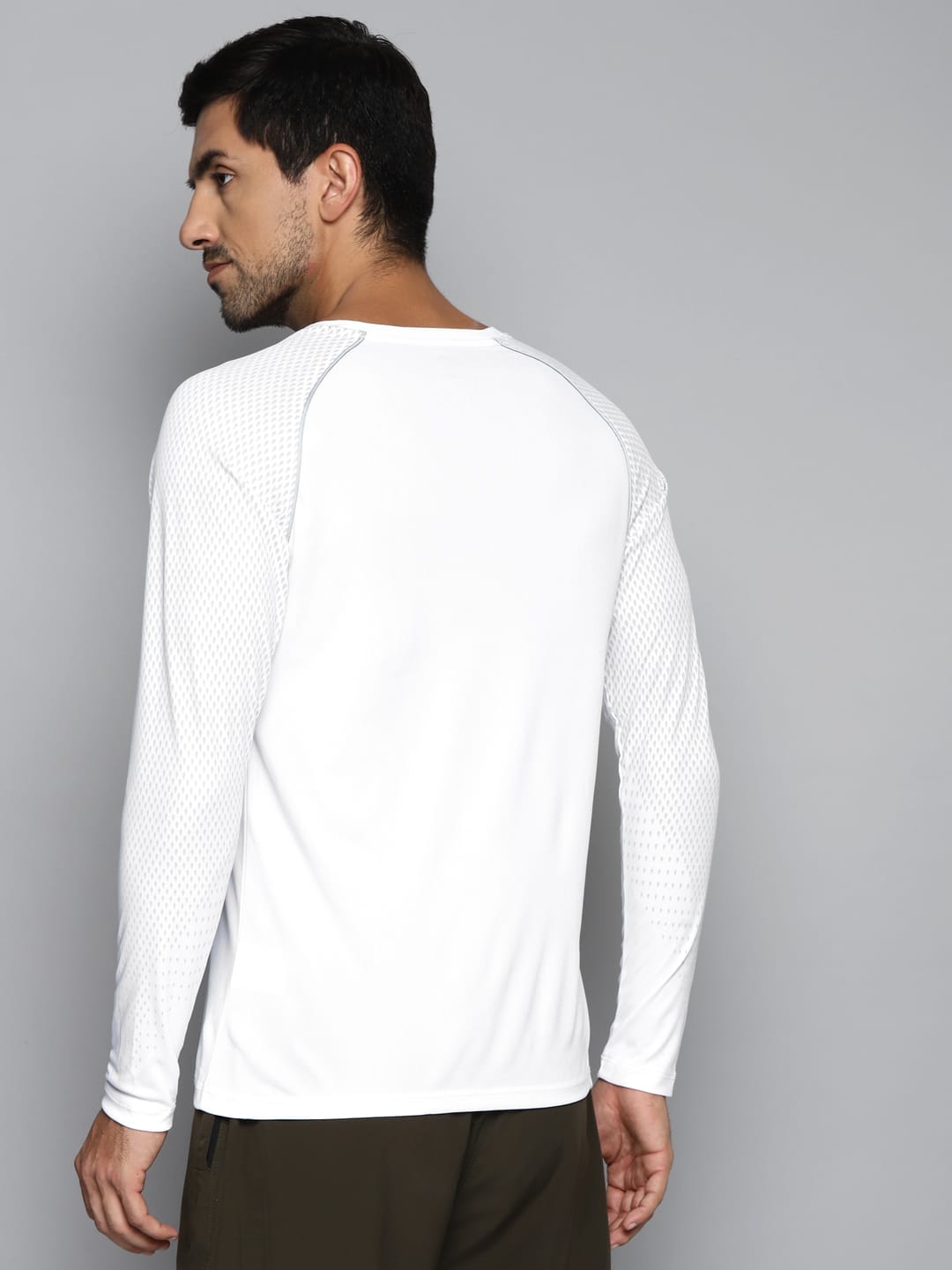 ALCIS Men White Slim Fit Running T-shirt