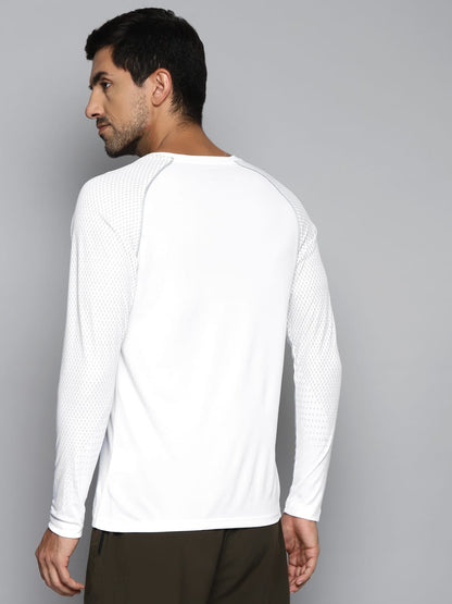 ALCIS Men White Slim Fit Running T-shirt