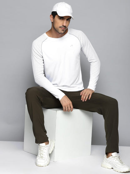 ALCIS Men White Slim Fit Running T-shirt