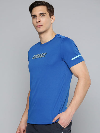 Alcis Men Blue Typography Printed Slim Fit T-shirt