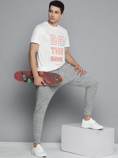 Alcis Men White Typography Printed Slim Fit T-shirt