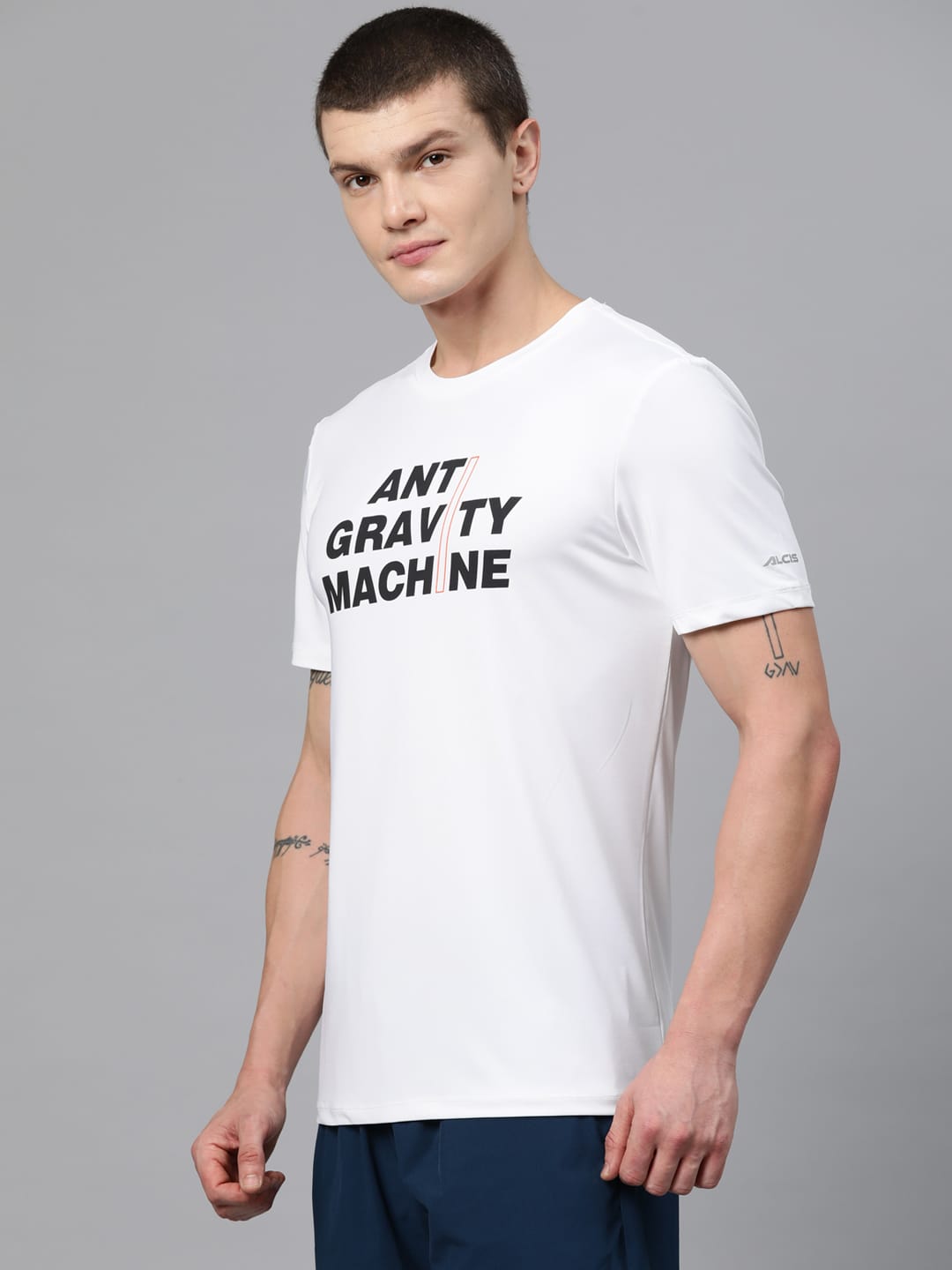 Alcis Men Typography Printed Anti Static Slim Fit T-shirt