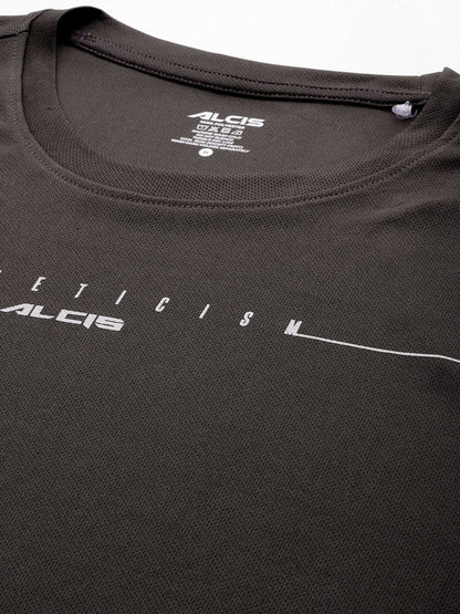 Alcis Men Typography Printed Anti Static Slim Fit T-shirt