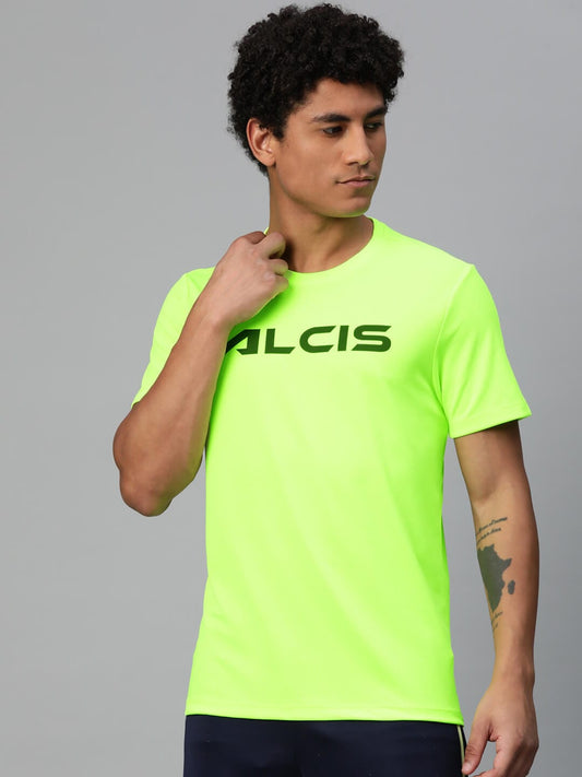 Alcis Men Brand Logo Printed Anti Static Slim Fit T-shirt