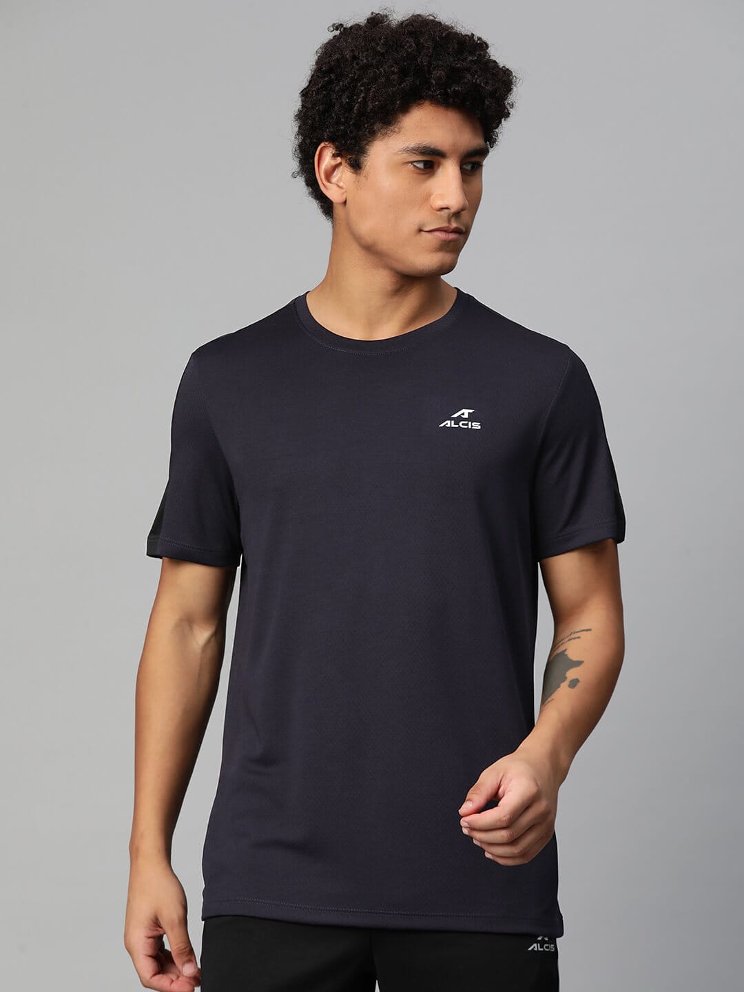 Alcis Men Brand Logo Printed Anti Static Slim Fit T-shirt