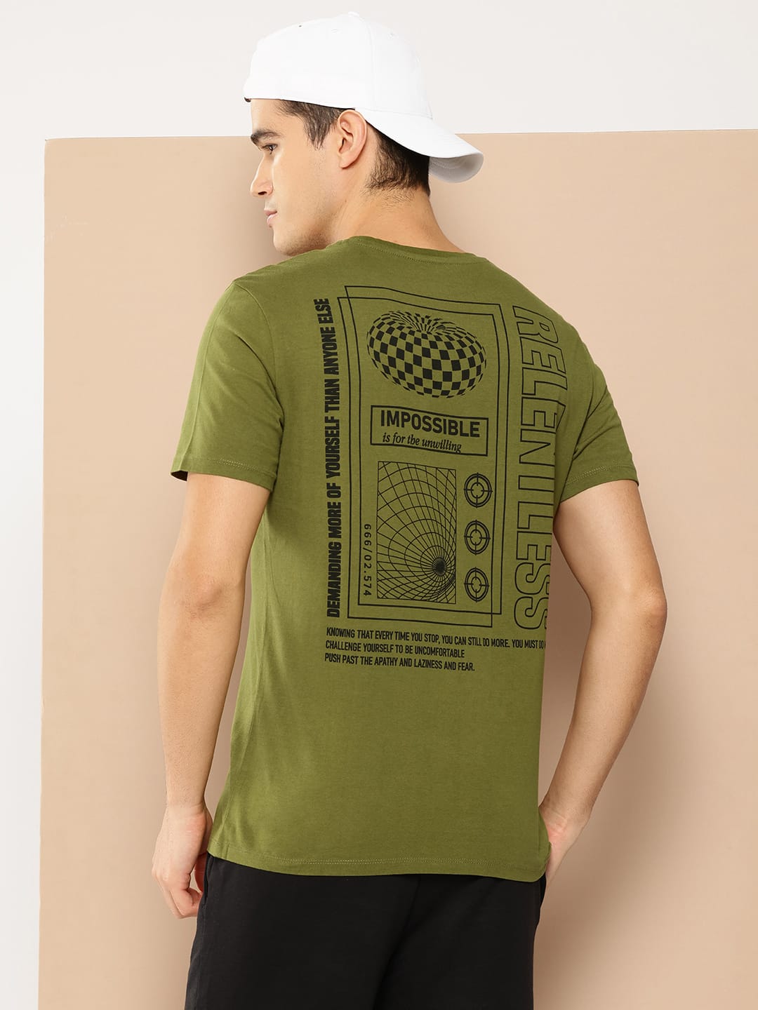 Alcis Men Olive Green Printed Sports T-shirt