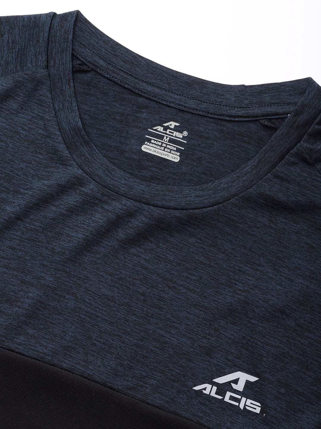 Alcis Men Navy Blue Black Colourblocked Slim Fit T-shirt