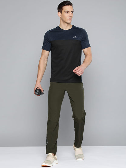 Alcis Men Navy Blue Black Colourblocked Slim Fit T-shirt