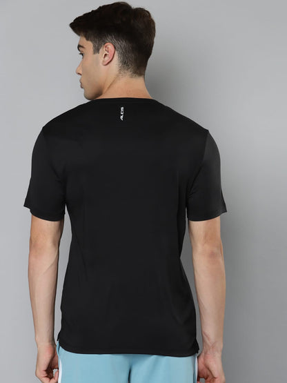 Alcis Men Black Typography Printed Slim Fit Training or Gym T-shirt