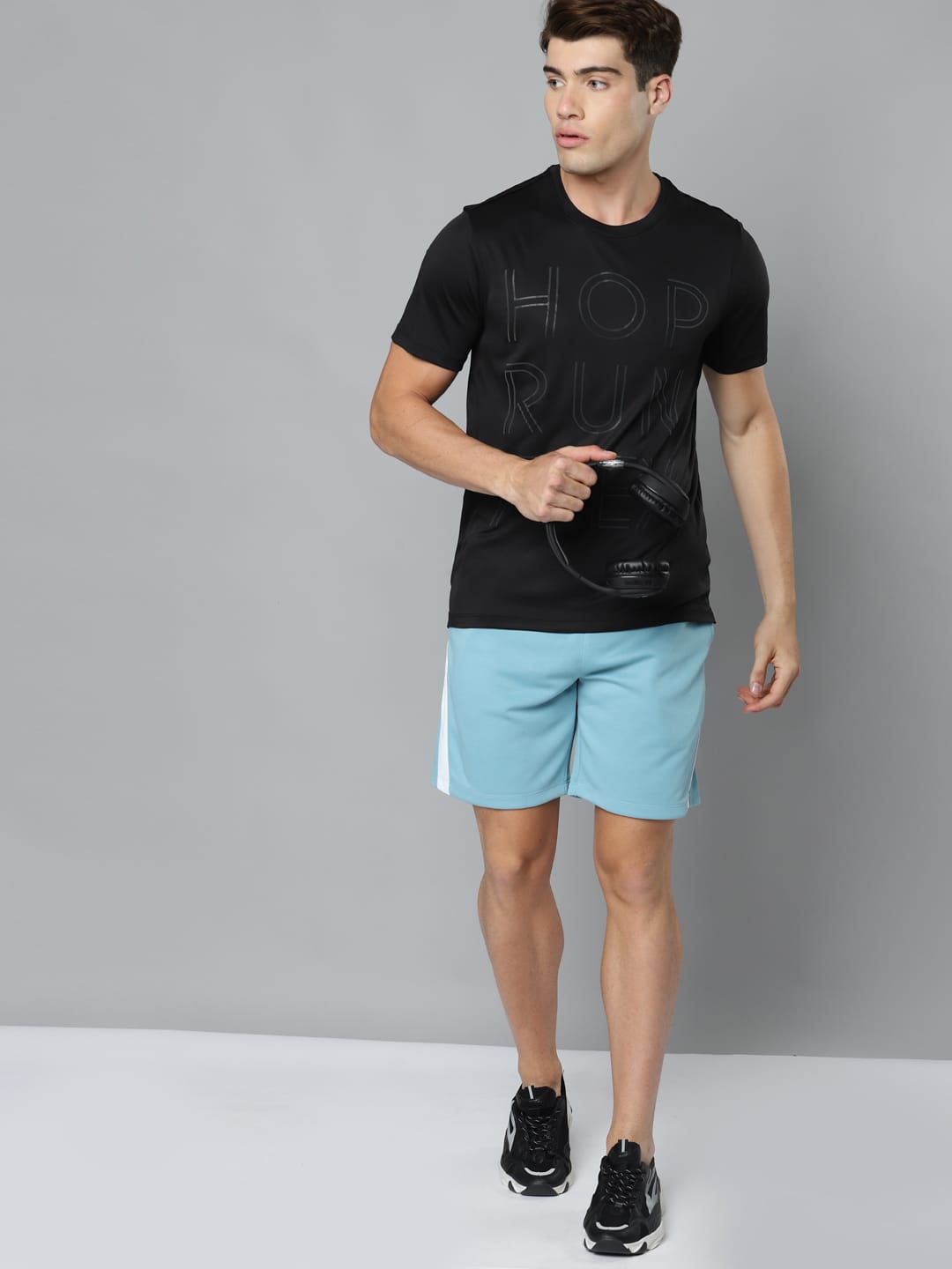 Alcis Men Black Typography Printed Slim Fit Training or Gym T-shirt