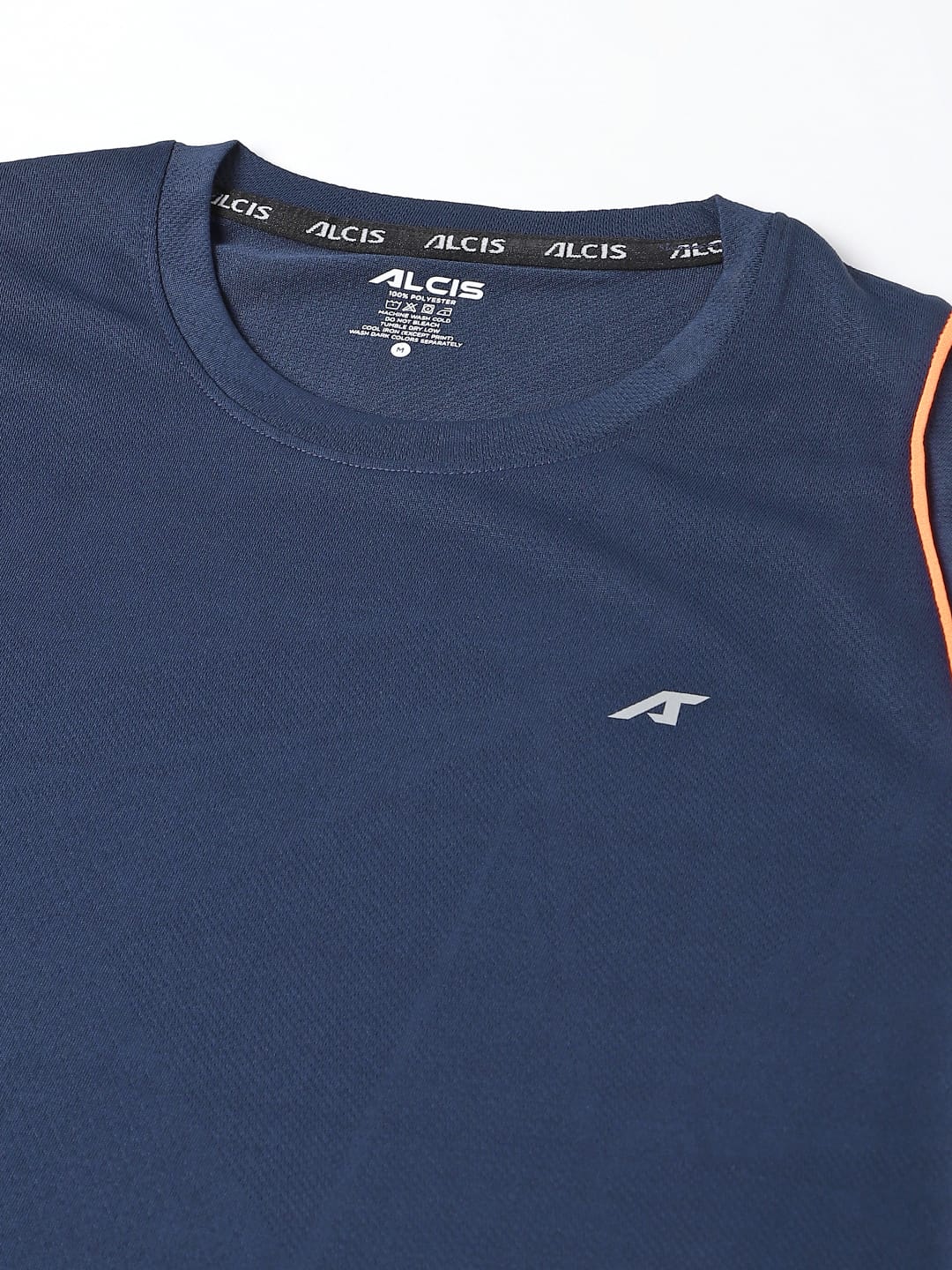 Alcis Men Navy Anti-Static Slim-Fit Round Neck Training T-Shirt