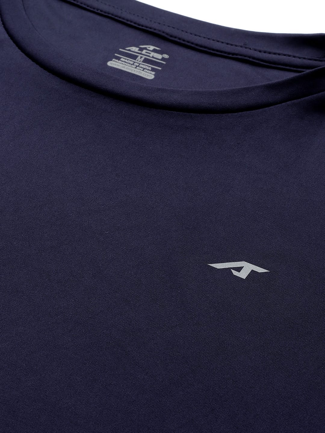 Alcis Men Navy Blue Anti Static Applique Slim Fit Running Wonder T-shirt