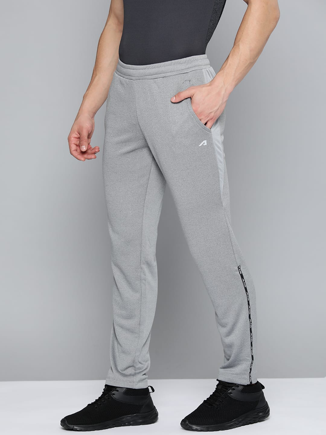 Alcis Men Grey Melange Solid Track Pants