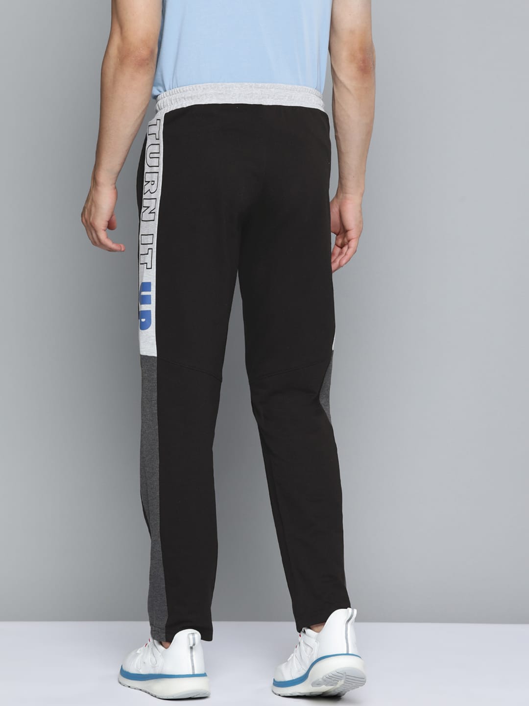 Alcis Men Black Printed Track Pants With Side Detailing