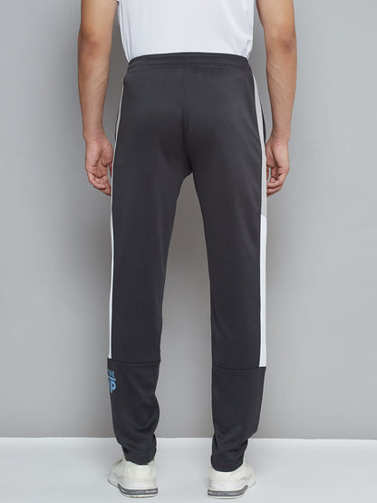 Alcis Men Charcoal Grey Typography Print Slim Fit Running Track Pants