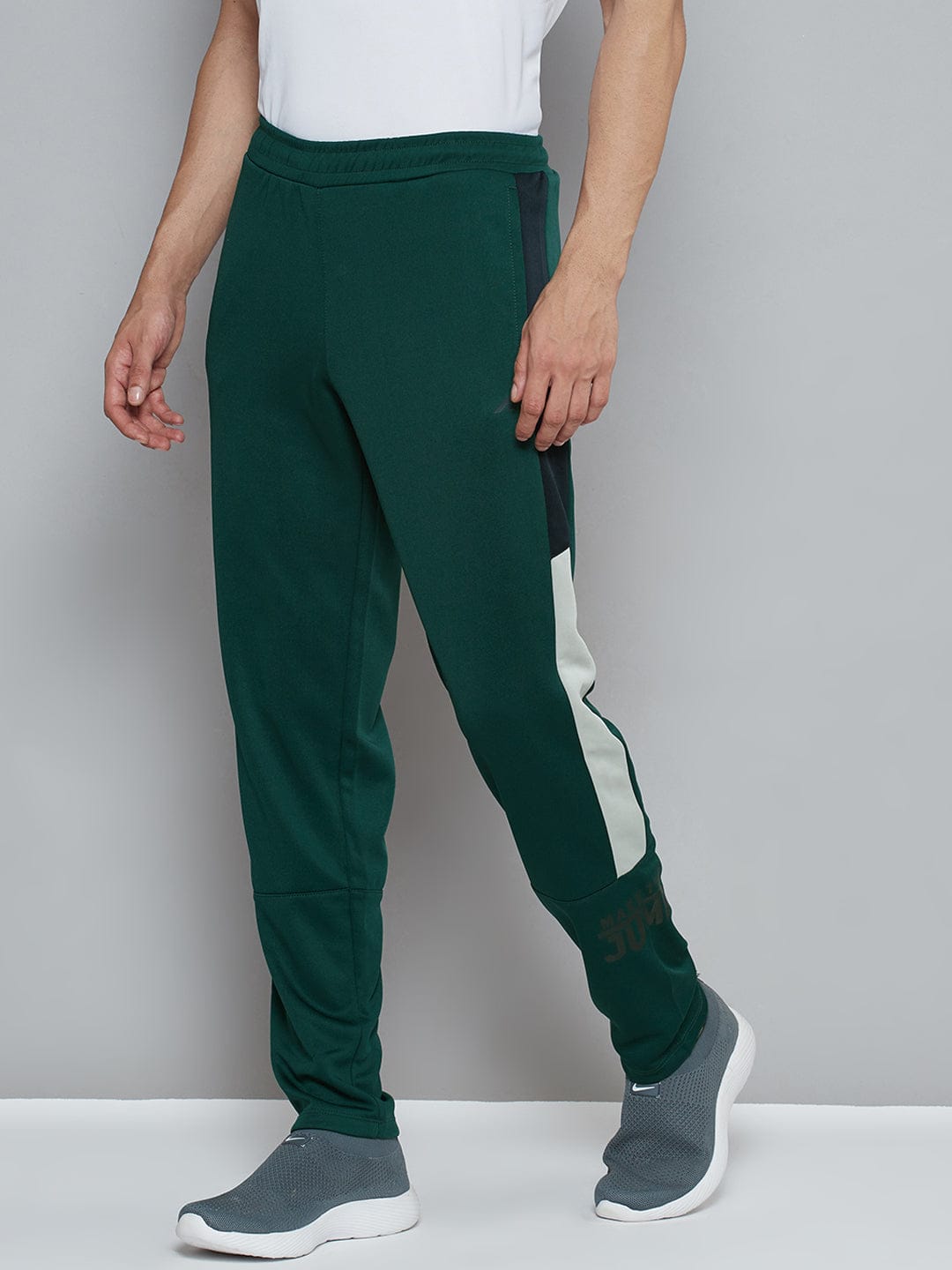 Alcis Men Green Solid Slim Fit Running Track Pants