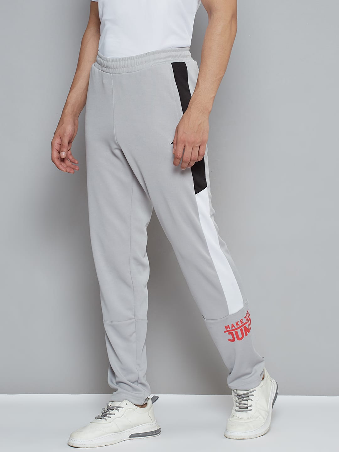 Alcis Men Grey Typography Print Slim Fit Running Track Pants