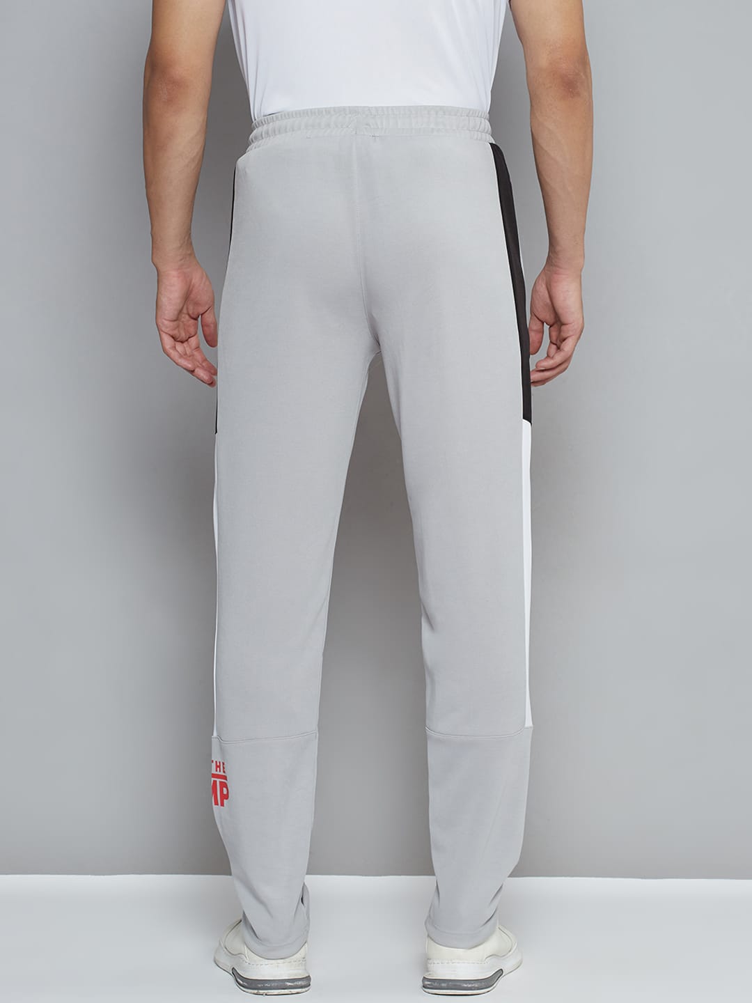 Alcis Men Grey Typography Print Slim Fit Running Track Pants