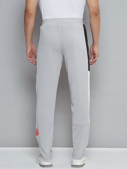 Alcis Men Grey Typography Print Slim Fit Running Track Pants